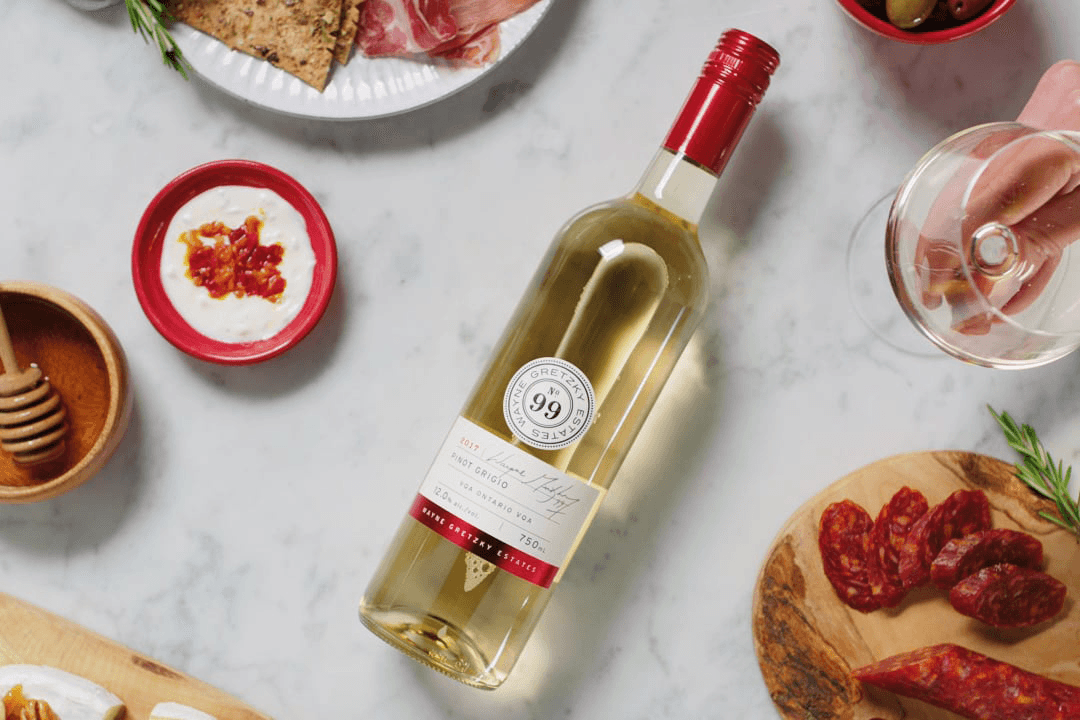 A bottle of wayne Gretsky 99 wine