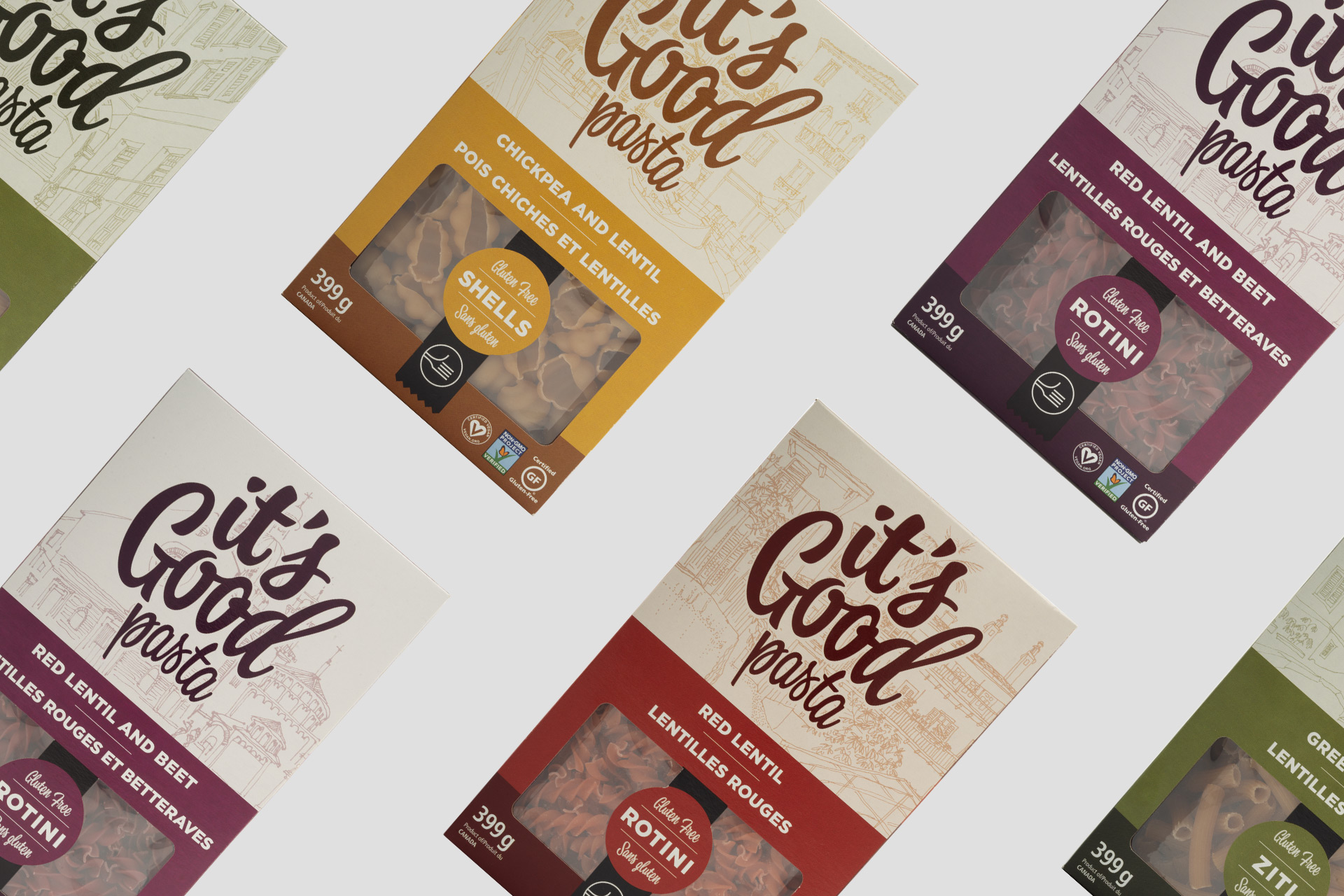 Its good pasta labelling in different colour variations