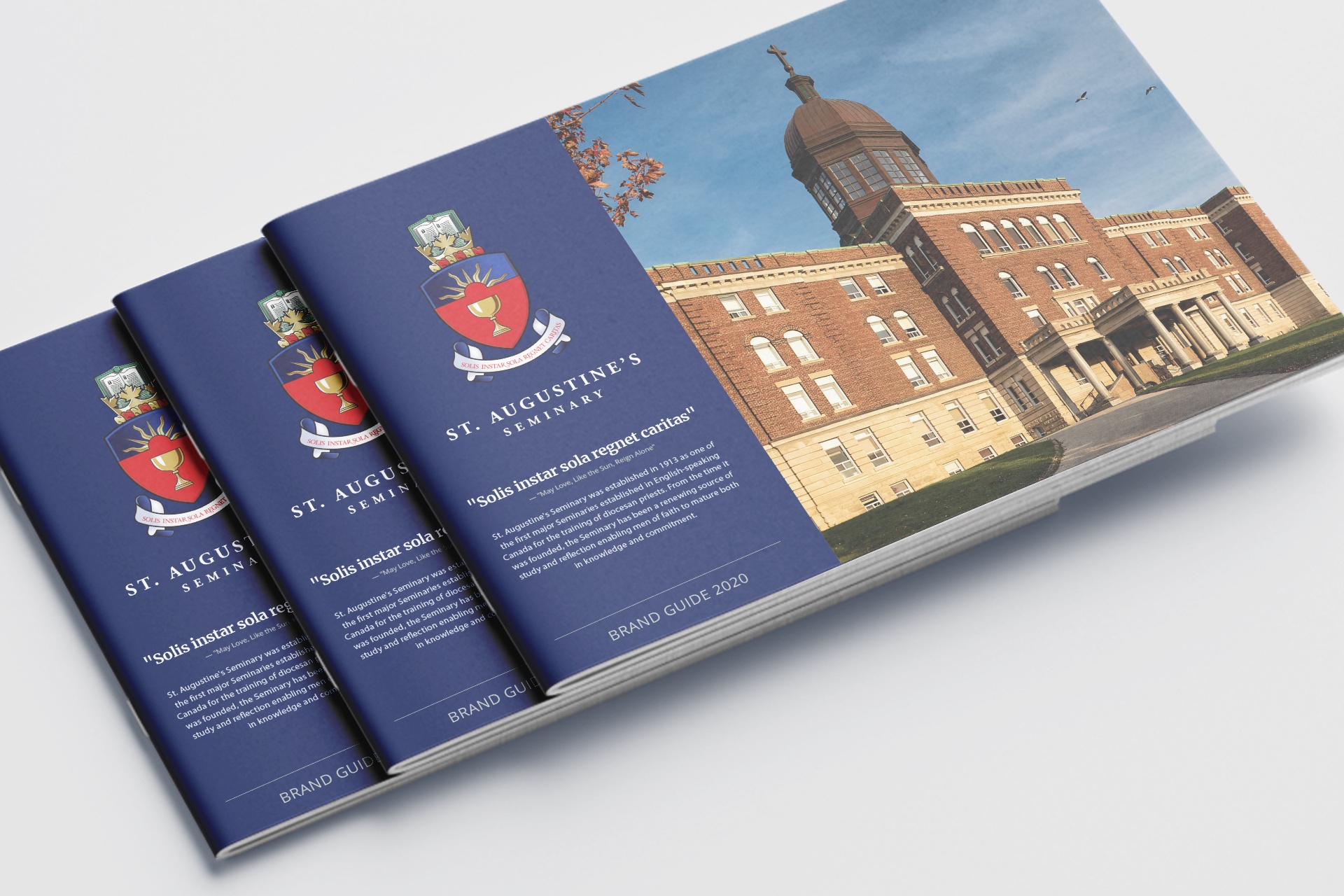 A branded guidebook cover showing St Augustines brand guidelines 